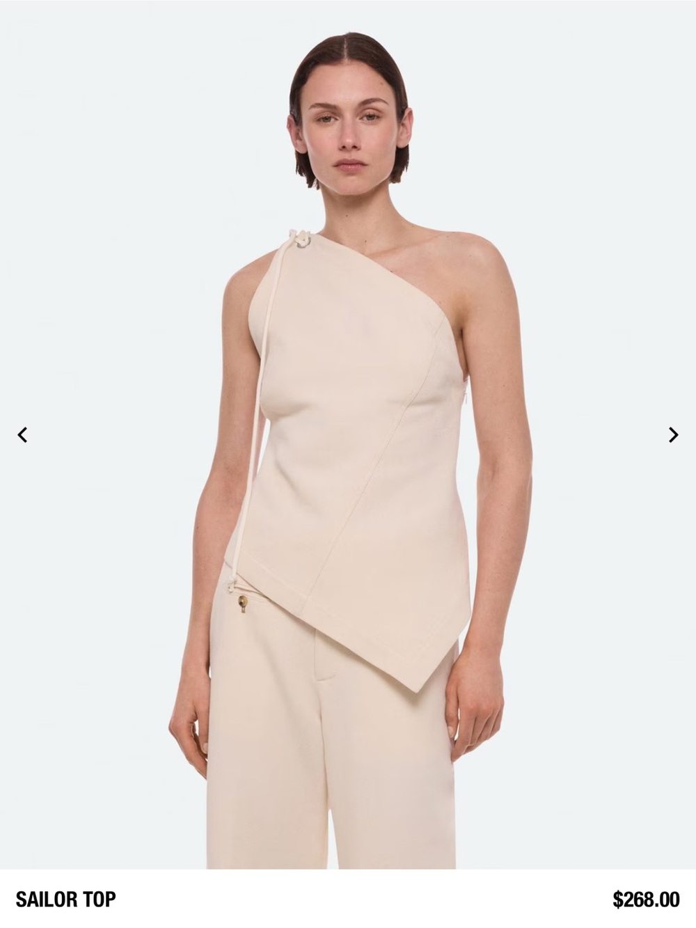 Helmut Lang Asymmetric top in Italian cotton twill.